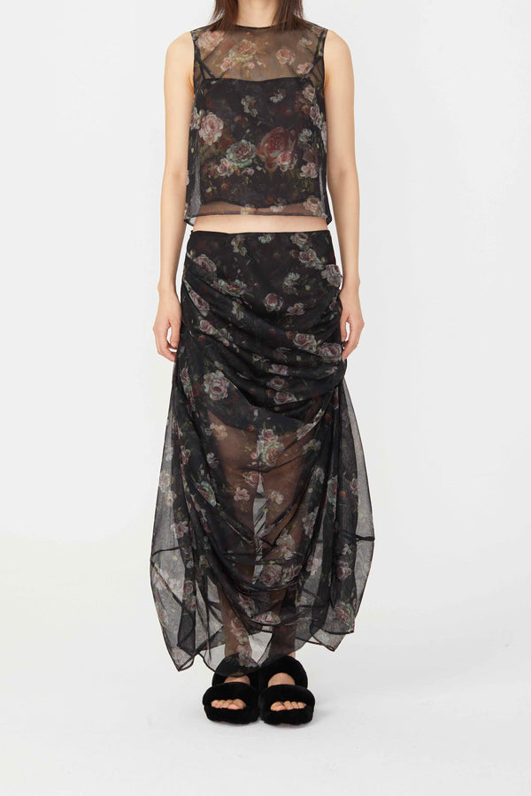 CAROLINE HU printed tulle skirt AW21BKPRTSK08S